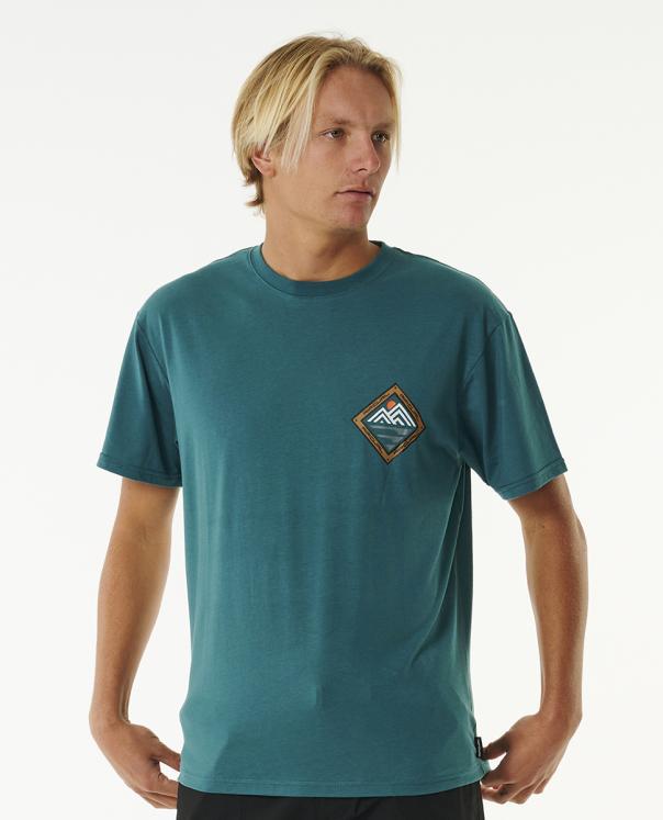 T-shirt manches courtes Rip curl Vaporcool Journeys Peak - Blue green